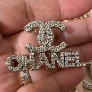 Crystal Embellished Silver Brooch